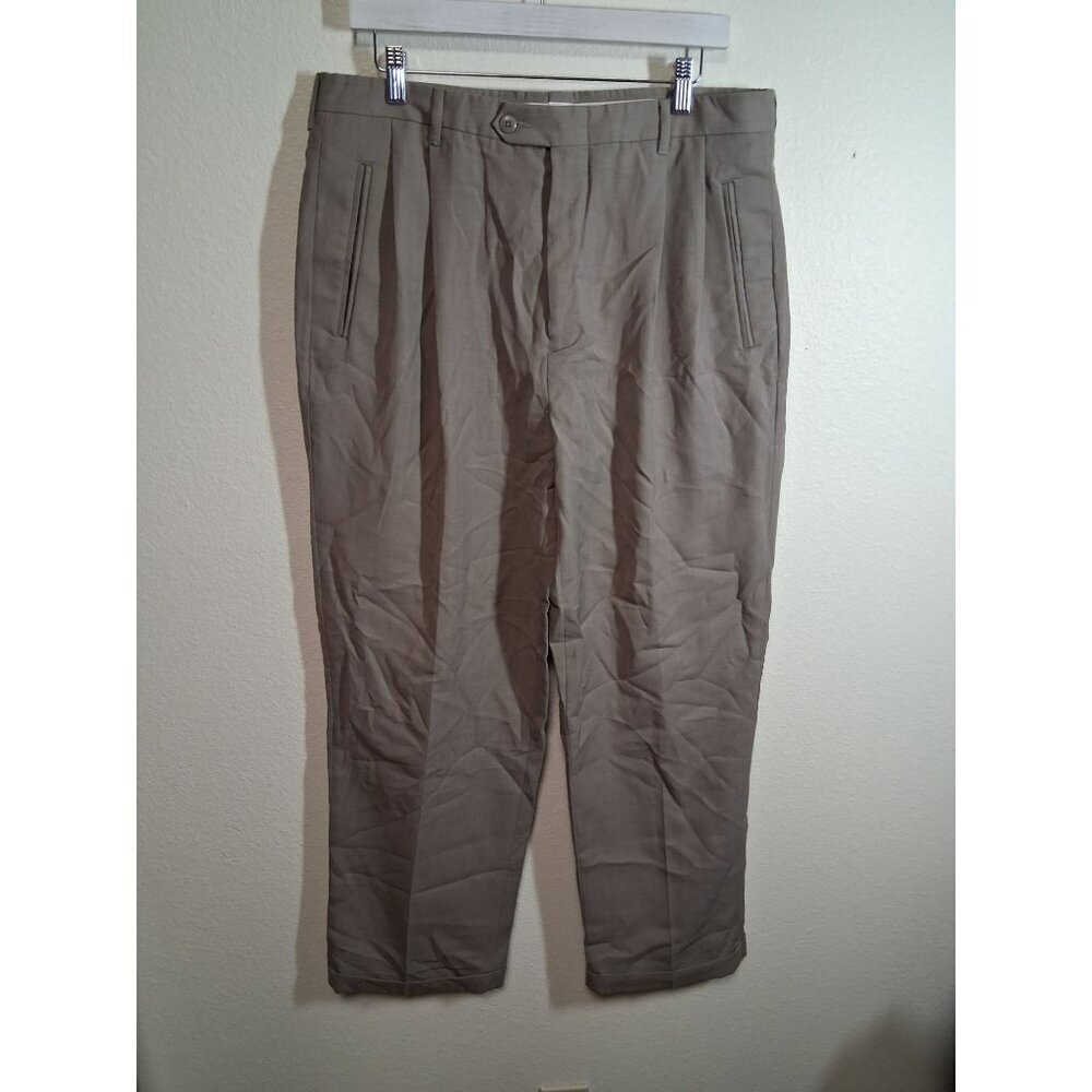 Claiborne Pleated Dress Pants Business Casual Office Slacks Trousers Beige 36x29